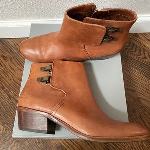 Sam Edelman Leather Brown Buckle Ankle Boots